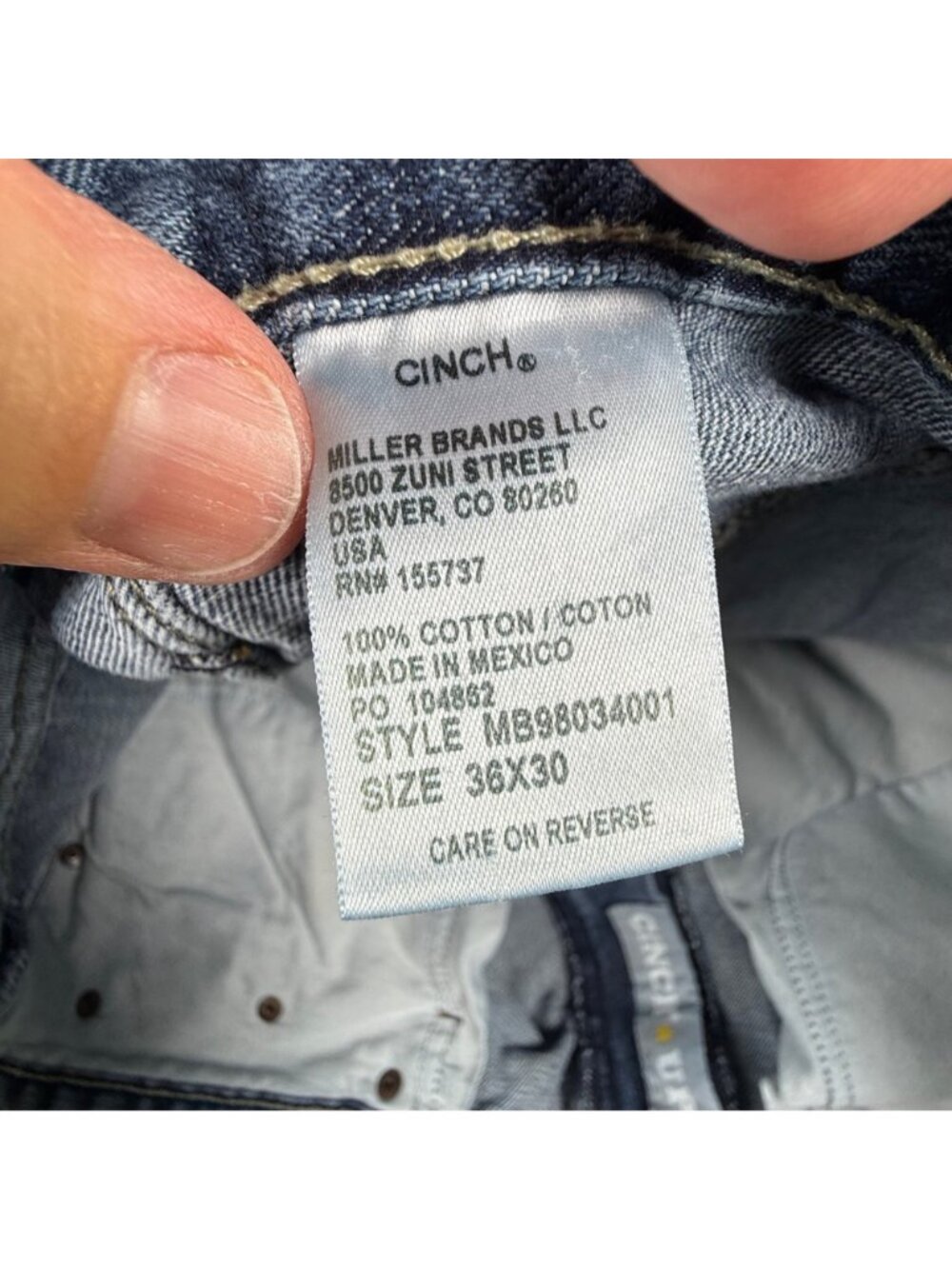 Cinch Silver Label Jeans Mens 36x30 Slim Straight MB98034 Western Rodeo Workwear - Picture 8 of 10